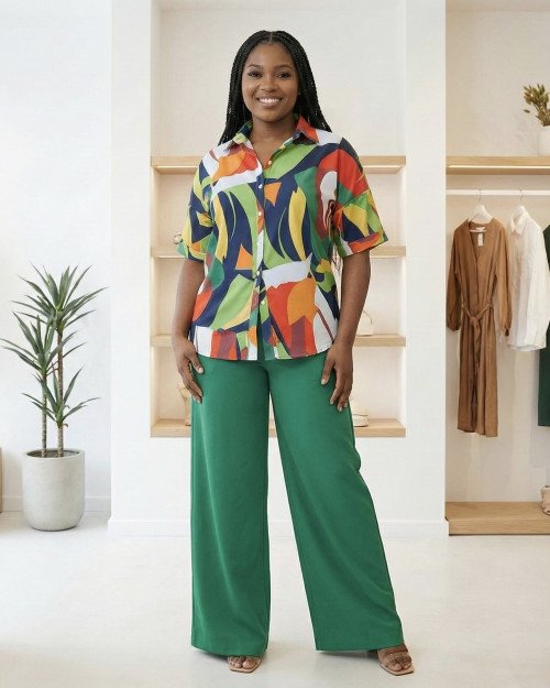 Ensemble Chemise Imprimée & Pantalon Large