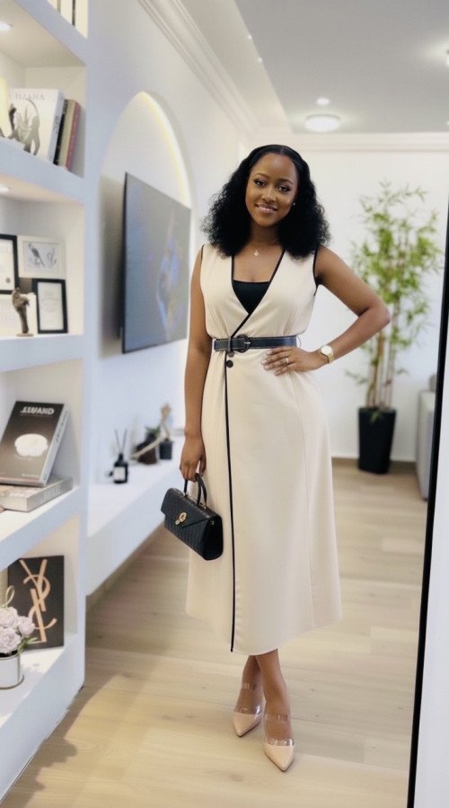 Robe à rabat et ceinture en coton
