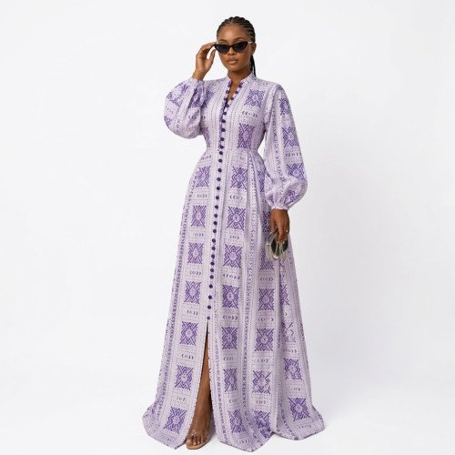 Robe Longue Élégante à Motifs