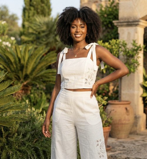 Ensemble zara en lin sans manches