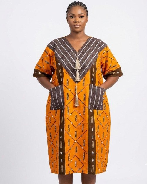 Mini boubou traditionnel orange