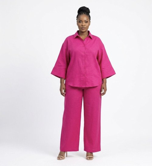 L'Ensemble de Lin Minimaliste rose