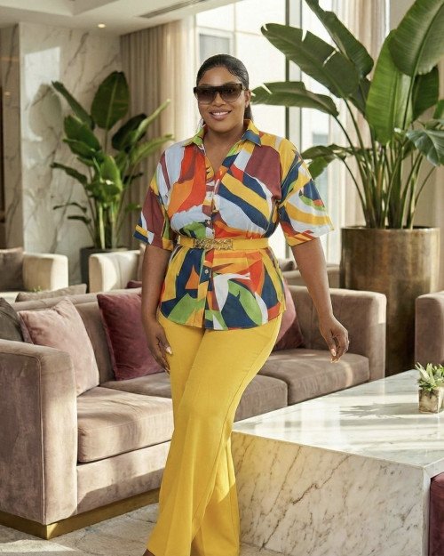 Ensemble Chemise Imprimée & Pantalon Large