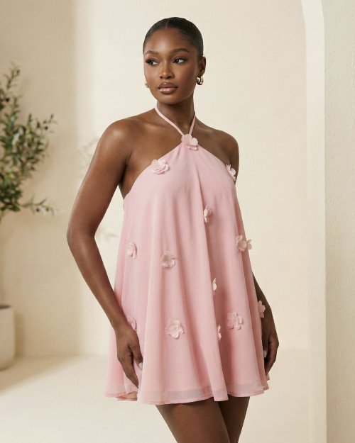 Robe pétale rose poudrée