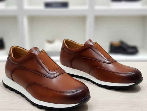 Baskets slip-on en cuir marron