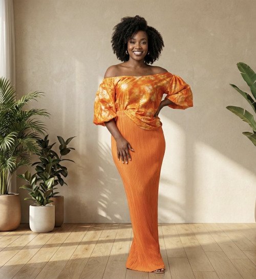 Ensemble asymétrique orange