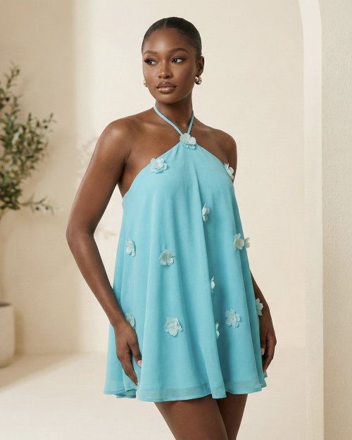 Robe pétale bleu