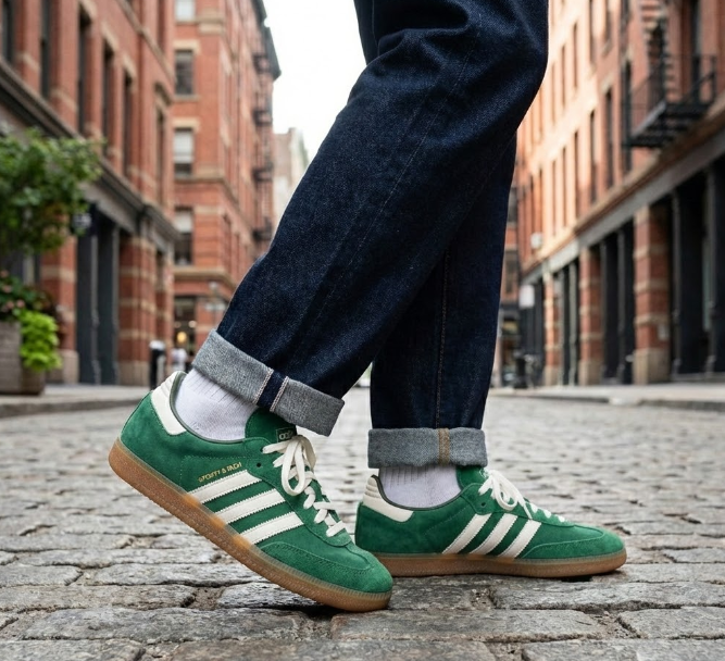 Basket Adidas Samba Vert Collégial Semelle Gomme
