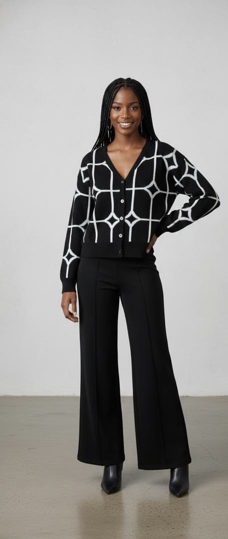 Ensemble cardigan blanc et noir
