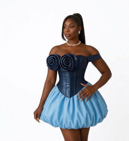 Robe Bustier Fleurs 3D