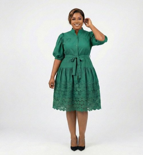 Robe Chemise "Ambre" verte