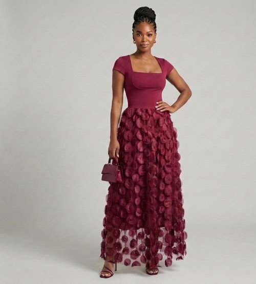Robe dentelle bordeaux