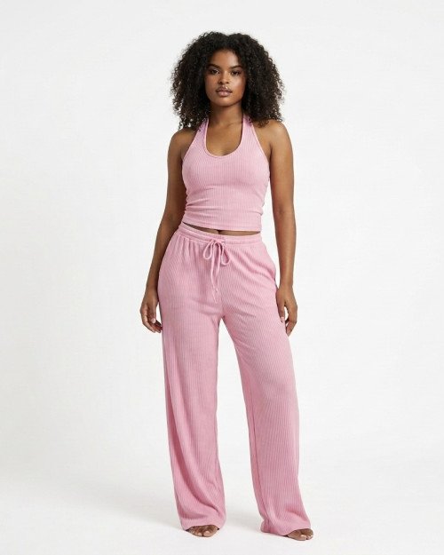 Ensemble Côtelé Rose Dos Nu