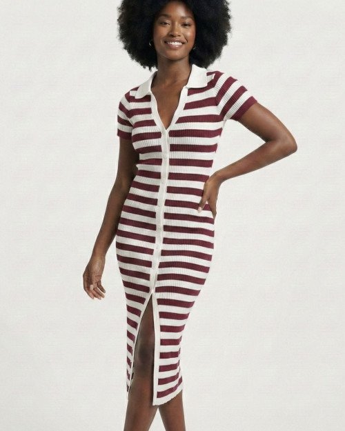 Robe en Maille Rayée
