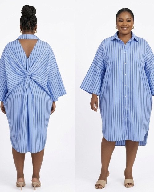 Robe Chemise "Lilas" à Dos Torsadé