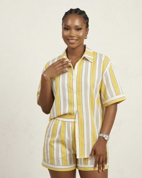 Ensemble chemise et short rayé