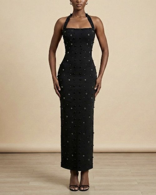 Robe perlées noir