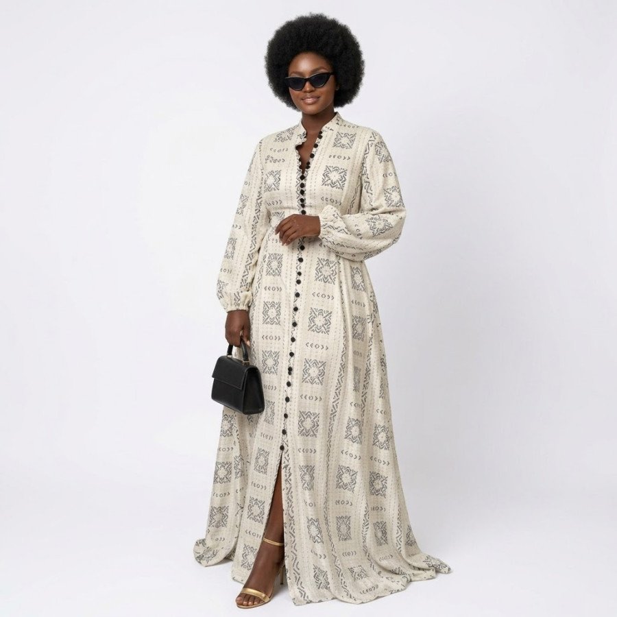 Robe Longue Élégante à Motifs