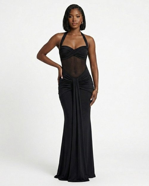 Robe Longue Drapée noire