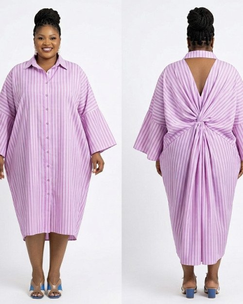 Robe Chemise "Lilas" à Dos Torsadé
