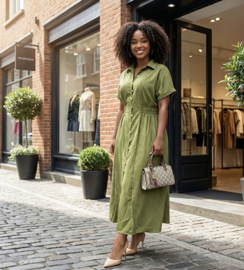 Robe midi verte