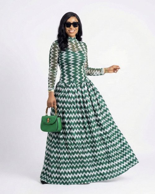 Robe Maxi Émeraude Zig-Zag