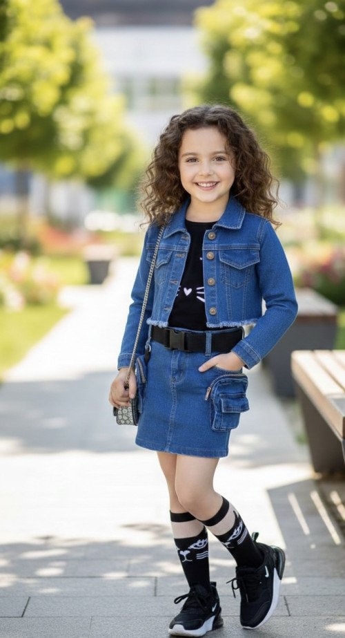 Ensemble denim bleu pour fille