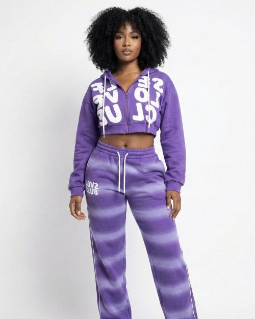 Ensemble jogging raillée violet