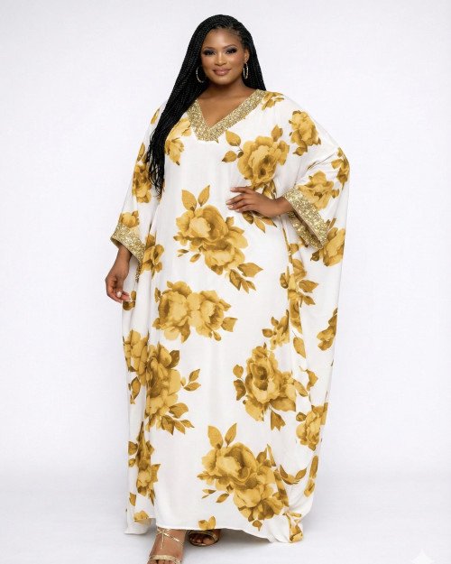 Caftan en Mousseline Dorée