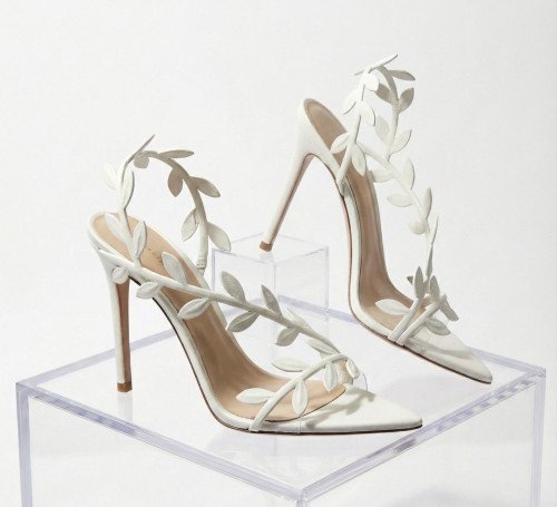 Escarpins feuillage blanc