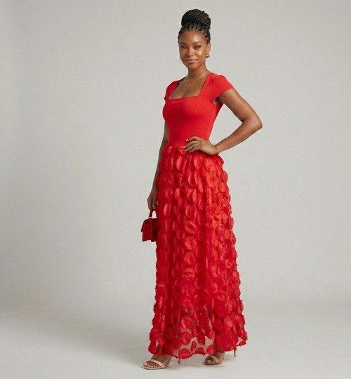 Robe dentelles rouge