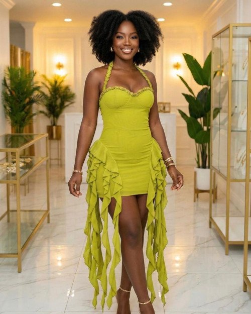Robe fluor à liens