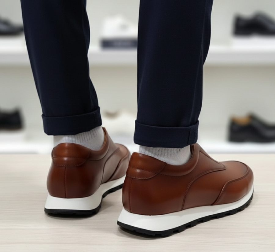 Baskets slip-on en cuir marron
