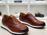 Baskets slip-on en cuir marron